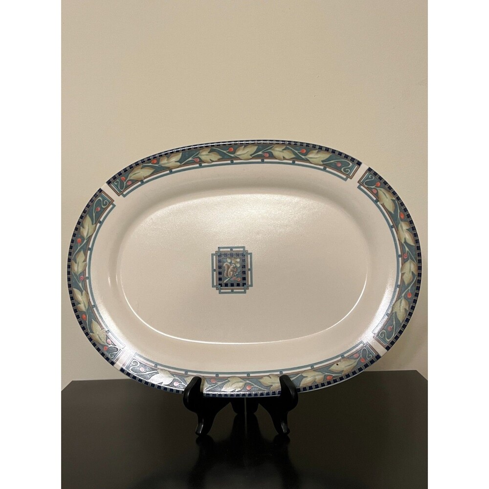 Set of 2 VTG Pfaltzgraff Portfolio Forest Squirrel 14 1/2" Oval Serving Platter